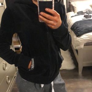 Velour Rhinestone Hoodie